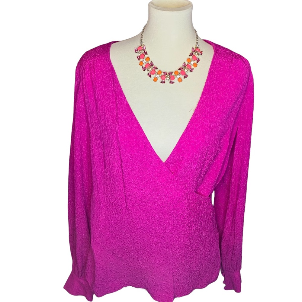 Trina Turk Fuchsia 👚 Hot Pink Long Sleeve “Bishop” Shirt